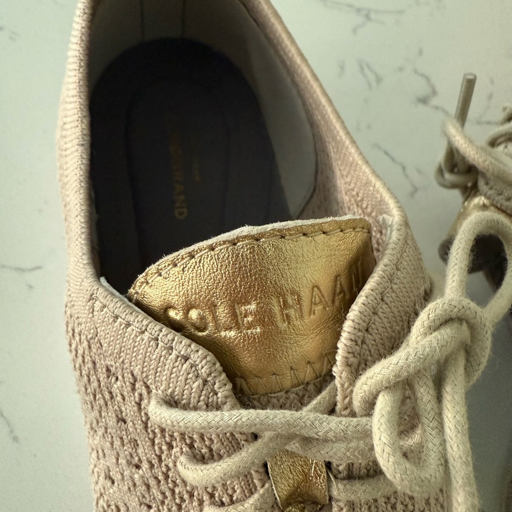 COLE HAAN Beige tan knit Sneakers zerogrand OXFORD stitchlight Merritt shoes 6.5 - Picture 6 of 7
